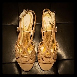 Charles by Charles David Argent Wedge Sandal